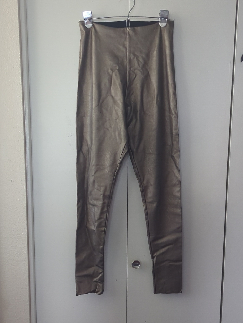 Metallic Bronze Faux Leather Leggings